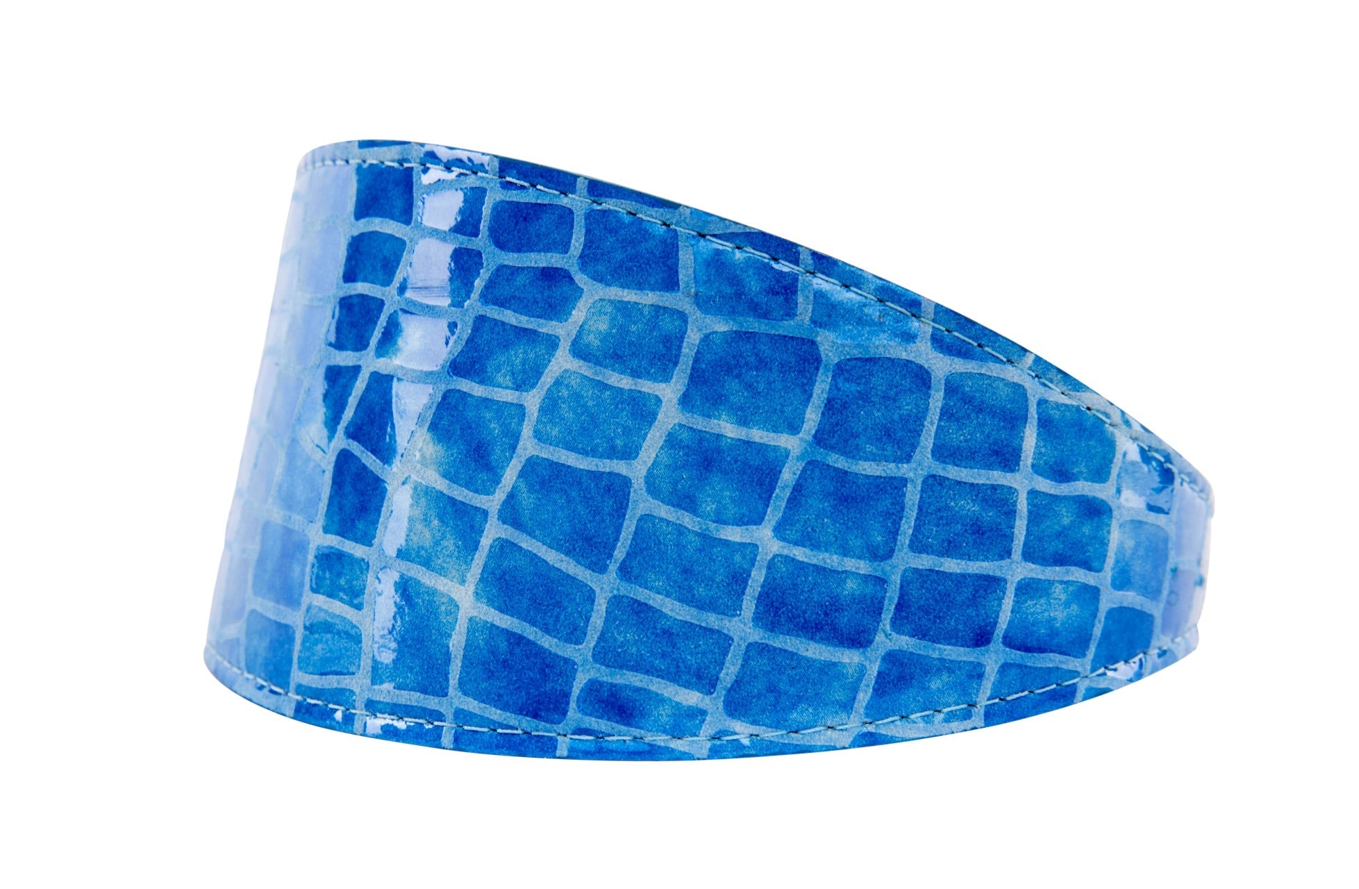 Blue Patent Embossed Croc Italian Leather 3” Wide Style Collar by Allysa Payne Beverly Hills - main product image for Resin Society