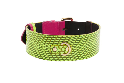 Neon Green Snake With Fuchsia Pink Italian Leather With Gold Classic by Allysa Payne Beverly Hills - product image 2 for Resin Society
