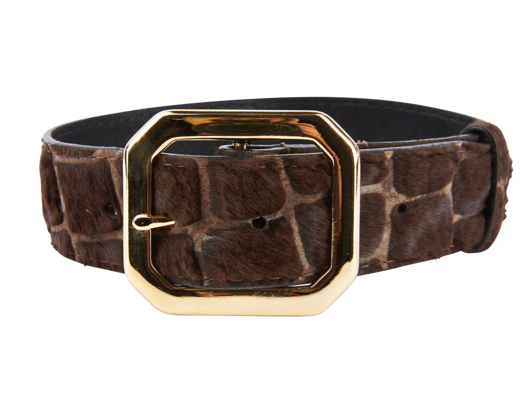Brown Snake Print Hair On Hide Italian Leather With Modern Style by Allysa Payne Beverly Hills - main product image for Resin Society