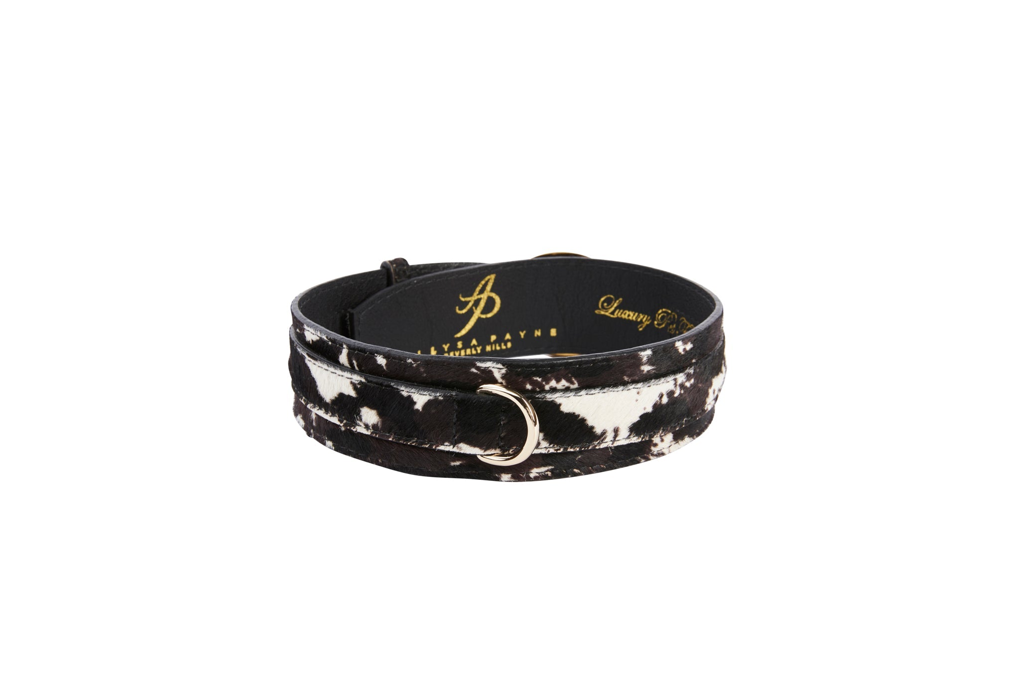 Brown, White, Black Hair On Hide Italian Leather Collar With 3 Piece by Allysa Payne Beverly Hills - product image 2 for Resin Society