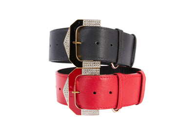 Black Italian Leather & Red Italian Leather Collar Set With Custom by Allysa Payne Beverly Hills - product image 2 for Resin Society