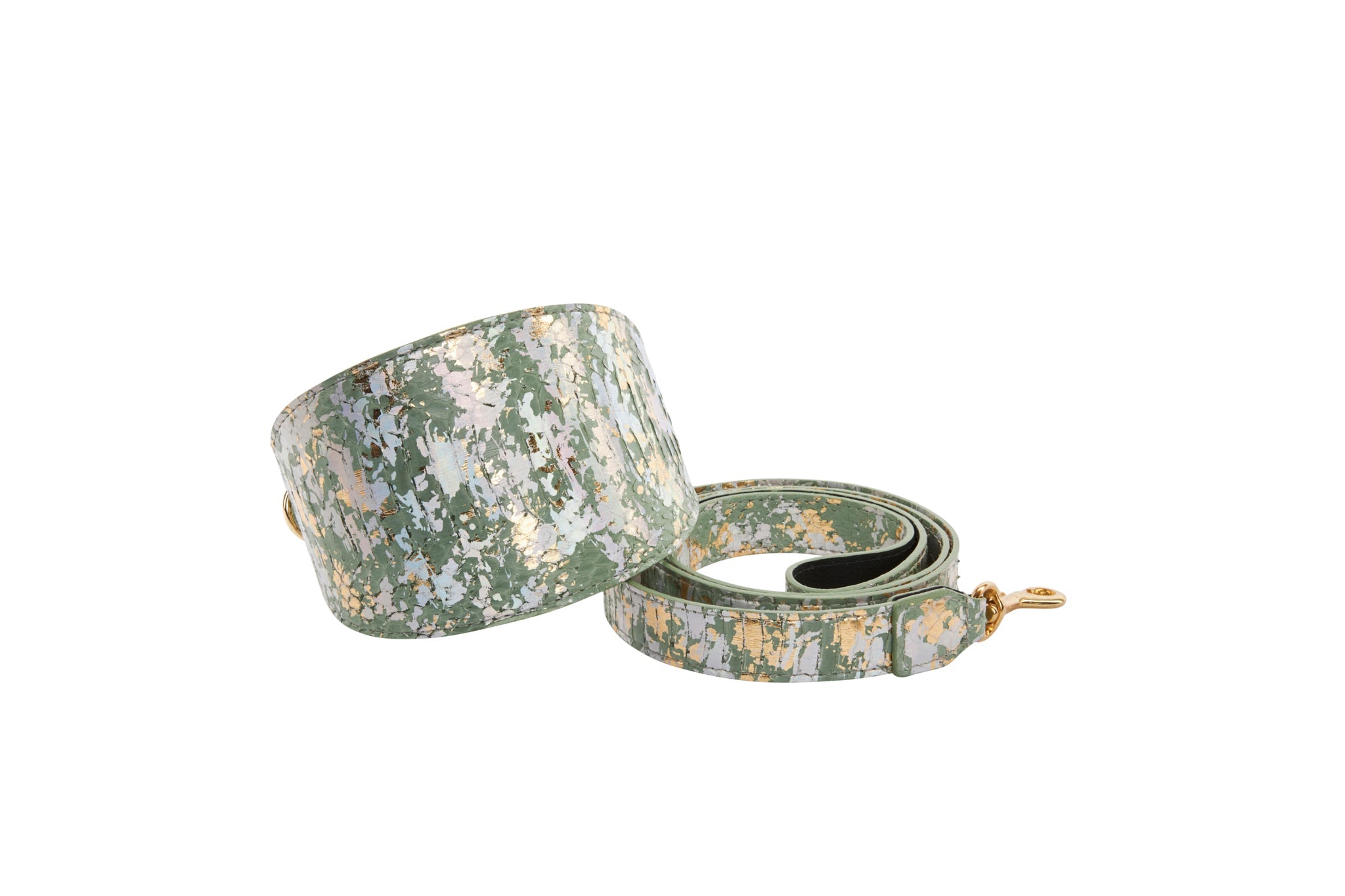 Luxury Pet Fashion Custom Art Deco Snakeskin Wide Collar & Leash Set