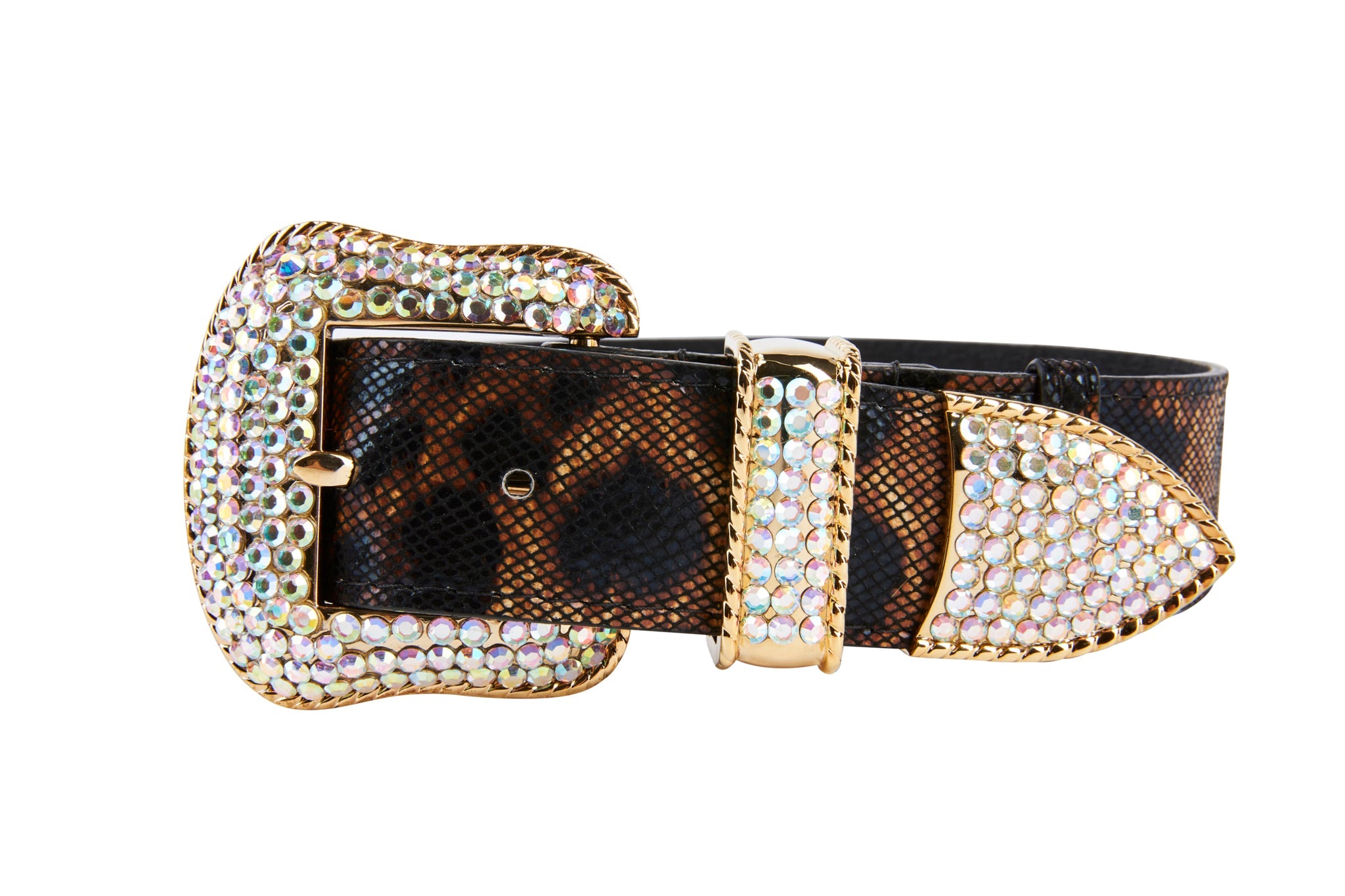 Abstract Leopard Italian Leather With Swarovski Crystal Hardware by Allysa Payne Beverly Hills - main product image for Resin Society