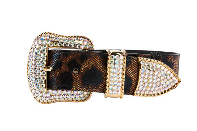 Abstract Leopard Italian Leather With Swarovski Crystal Hardware by Allysa Payne Beverly Hills - main product image for Resin Society