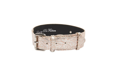 Soft Pink/Silver Floral Print Italian Leather With Silver Classic