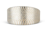 Glamorous Silver Snake 3” Wide Style Collar displayed on a dark surface with silver hardware visible.