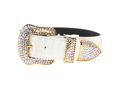 Matte White Snake Collar Set of 2. With Both Silver & Gold Swarovski