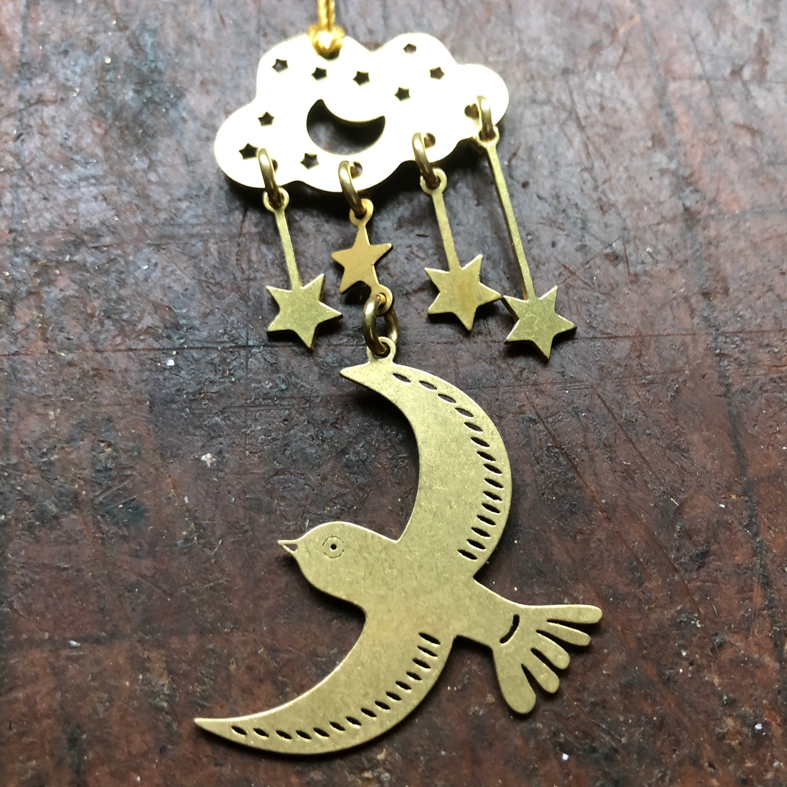 To the Moon Ornament hand-hammered brass decorative wall hanging by Vida + Luz
