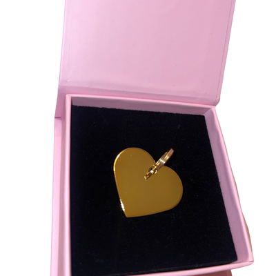 Heart Charm pendant customizable with engraved text in gold and silver options