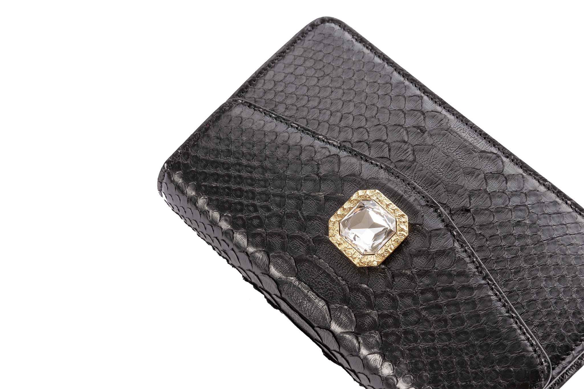 Black Python Clutch With Custom Swarovski Crystal by Allysa Payne Beverly Hills - product image 5 for Resin Society