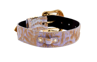 Light Purple Velvety Hair On Hide Italian Leather Swarovski Crystal