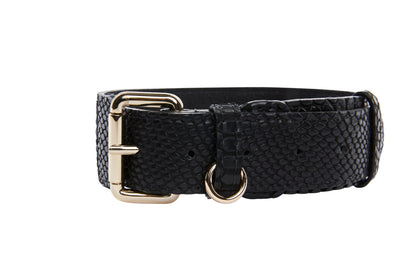 Black Embossed Snake Italian Leather With Gold Classic Hardware by Allysa Payne Beverly Hills - main product image for Resin Society