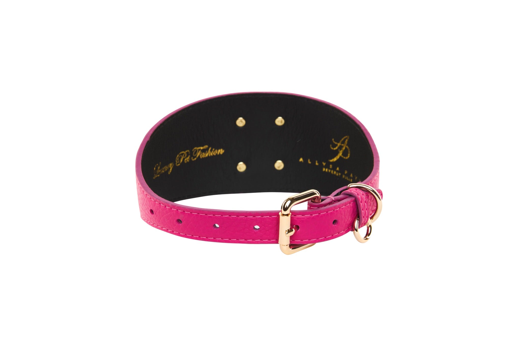 Fuchsia Pink Italian Leather 3” Wide Style Collar With Custom Large