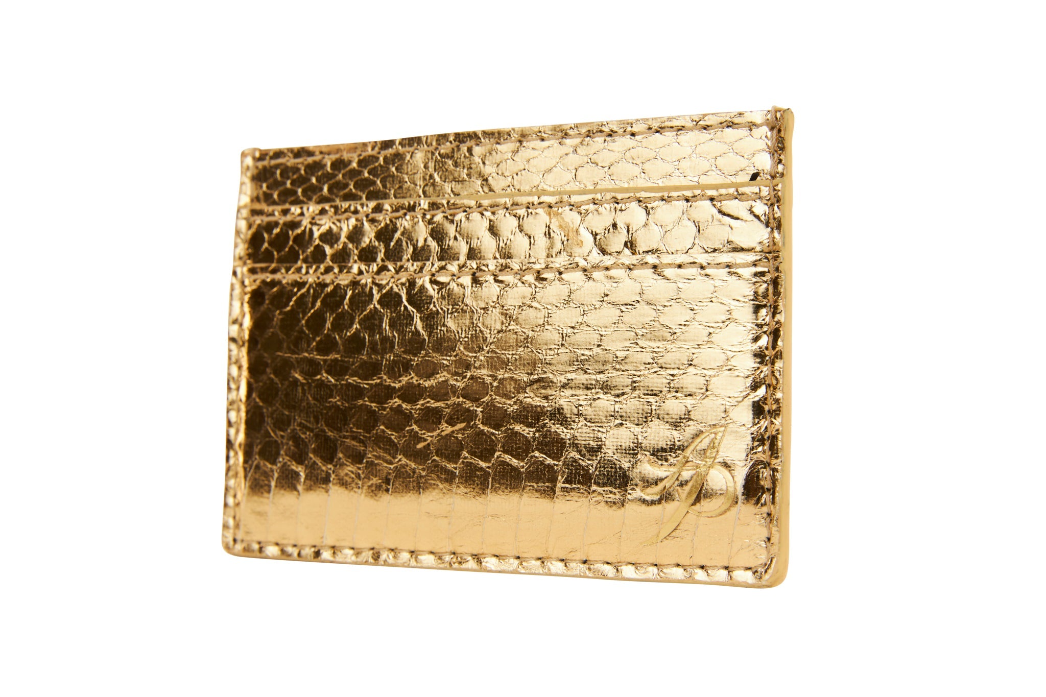 Gold Viper Snake Card Wallet showing double sided design with gold snake motif