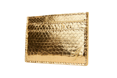 Gold Viper Snake Card Wallet showing double sided design with gold snake motif