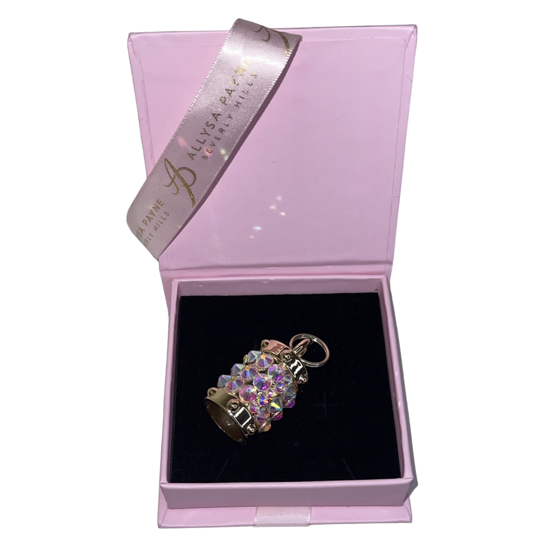 Gold Swarovski Crystal Cylinder Charm with sparkling crystals