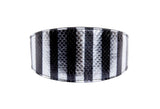 Wide 3-inch collar with alternating black and silver stripes featuring a subtle snake scale texture