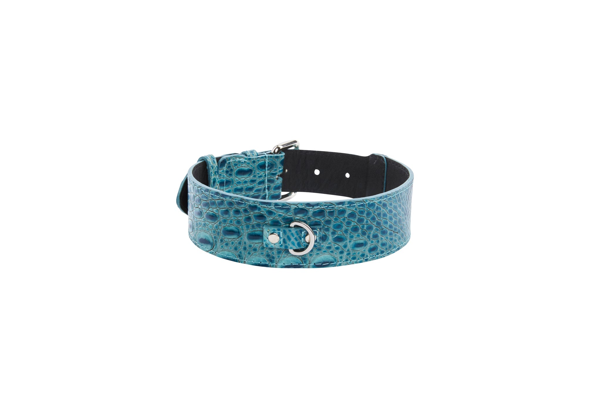 Turquoise Embossed Croc Italian Leather With Silver Classic Hardware by Allysa Payne Beverly Hills - product image 3 for Resin Society