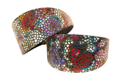 Olive Floral Mosaic 3” Wide Style Collars. Set Of 2 by Allysa Payne Beverly Hills - product image 2 for Resin Society