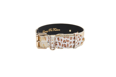 Silver/Bronze/Gold Italian Leather Embossed Croc Classic Collar