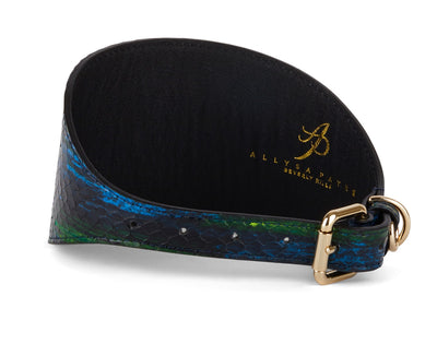 Blue, Green, Black, Yellow Snake 4” Wide Style Collar by Allysa Payne Beverly Hills