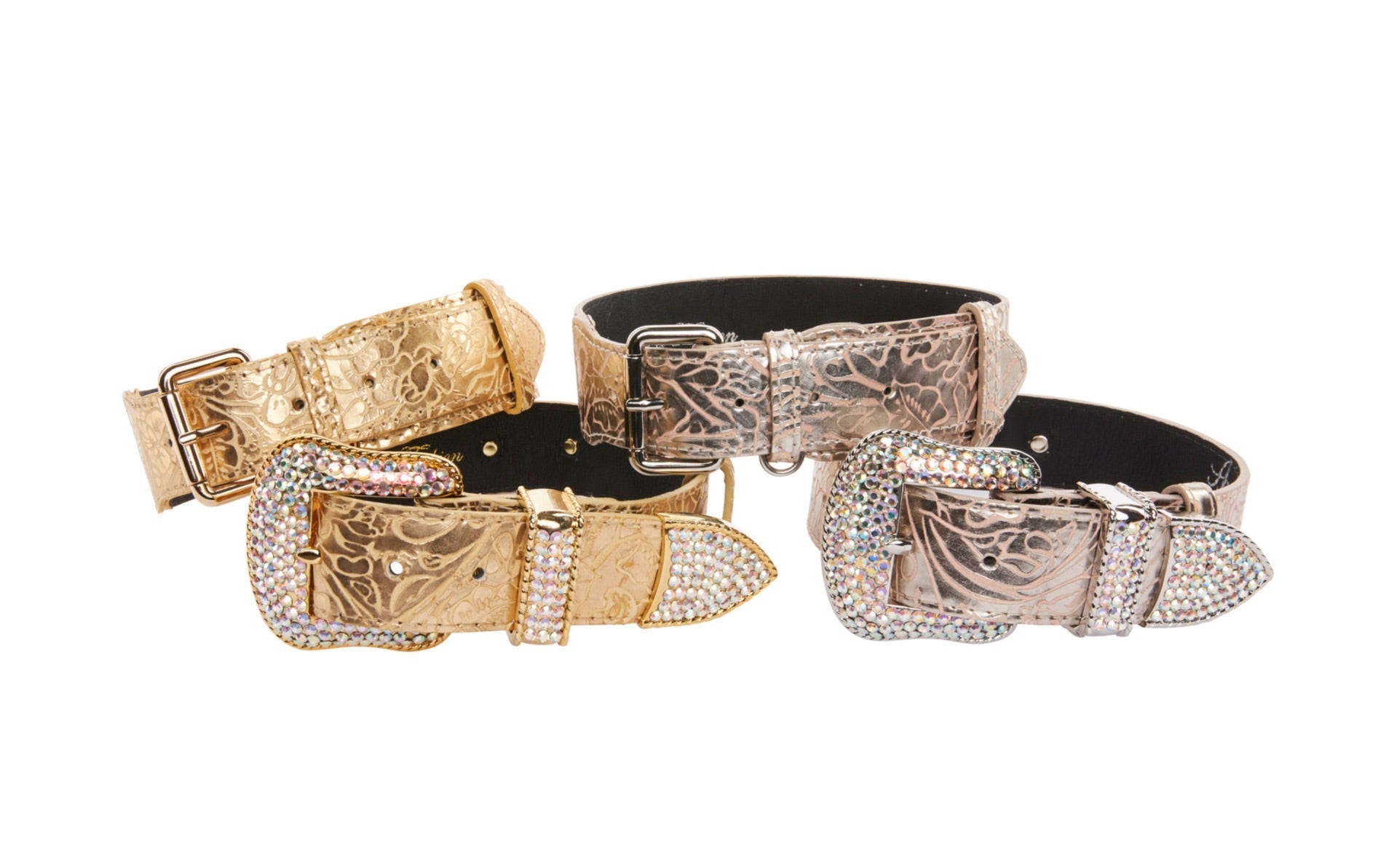 Stunning Set Of 4. Gold & Soft Pink/Silver Floral Italian Leather by Allysa Payne Beverly Hills - main product image for Resin Society