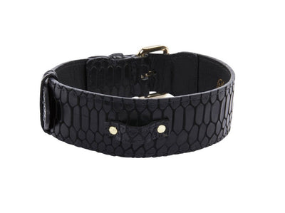 Black Embossed Snake Italian Leather With Gold Classic Hardware by Allysa Payne Beverly Hills - product image 2 for Resin Society