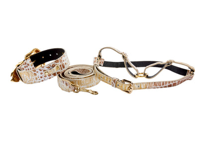 Silver/Bronze/Gold Italian Leather Embossed Croc Swarovski Crystal