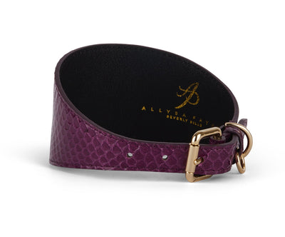 Eggplant Purple Snake 3” Wide Style Collar by Allysa Payne Beverly Hills