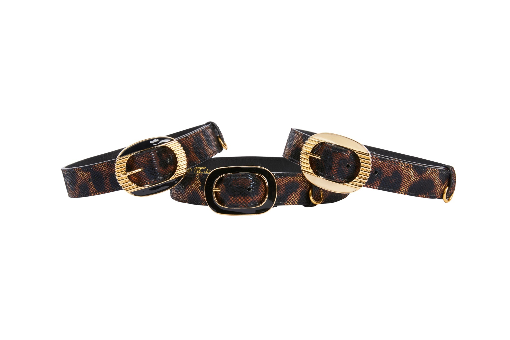 Abstract Leopard Print Italian Leather Collars With Ornate Italian