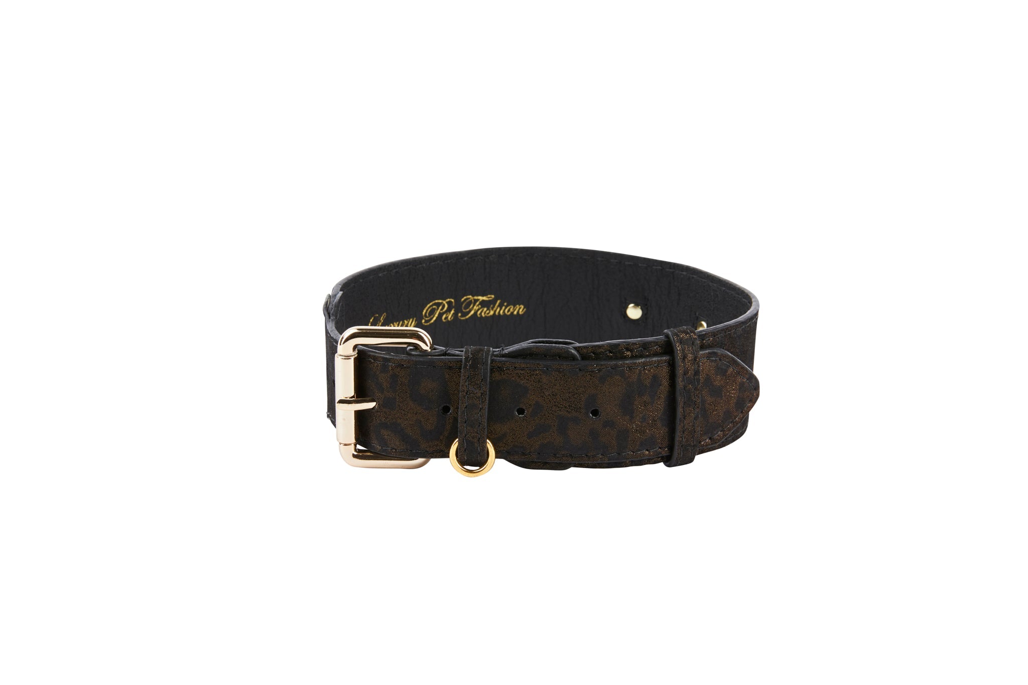 Dark Brown/Bronze Abstract Leopard Print Italian Leather Collar With by Allysa Payne Beverly Hills - product image 3 for Resin Society