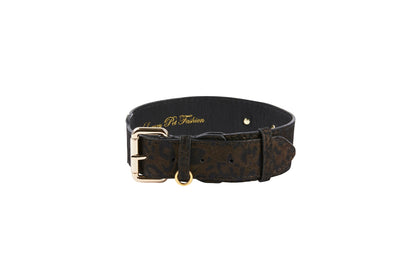 Dark Brown/Bronze Abstract Leopard Print Italian Leather Collar With by Allysa Payne Beverly Hills - product image 3 for Resin Society