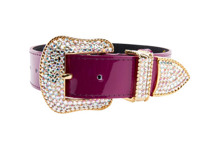 Purple Patent Italian Leather/Swarovski Crystal Hardware Collar by Allysa Payne Beverly Hills - main product image for Resin Society
