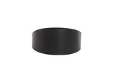 Black vegan leather dog collar with a smooth finish and visible stitching along the edges, shown flat on a white background.