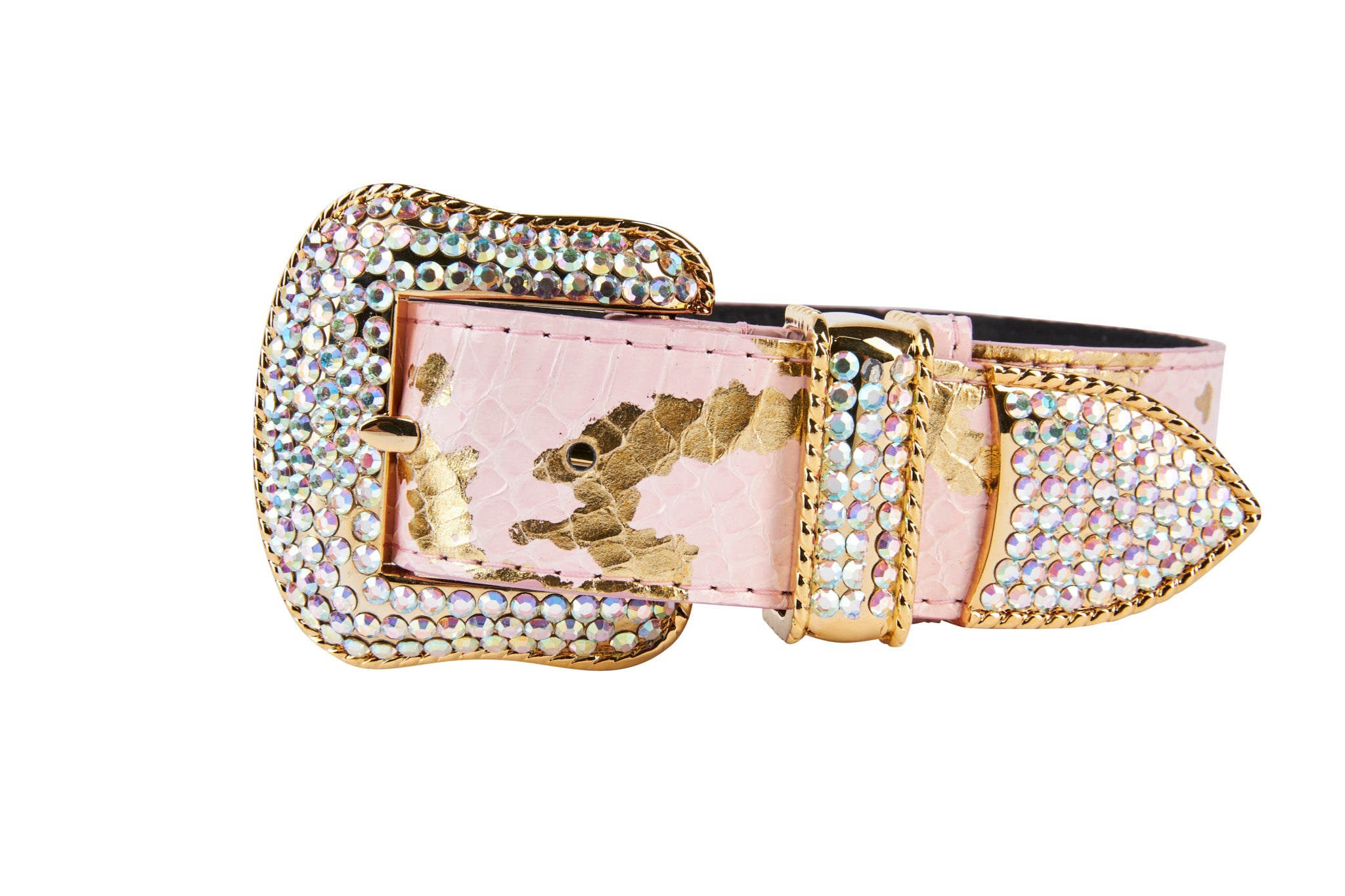 Soft Pink/Gold Custom Snake Collar With Swarovski Crystal Hardware by Allysa Payne Beverly Hills - main product image for Resin Society