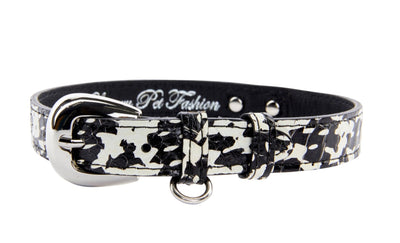 Black & White Snake Collar With Silver Oval Hardware by Allysa Payne Beverly Hills - main product image for Resin Society