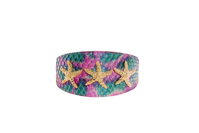Mermaid Collection Stunning Custom Colored Tilapia Wide Style Collar With Gold Custom Starfish