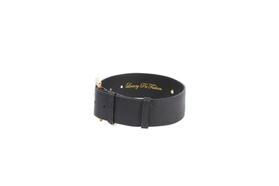 Black Italian Leather Collar With Glamorous Italian Hardware by Allysa Payne Beverly Hills - product image 3 for Resin Society