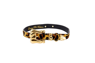 Leopard Print Hair On Hide Italian Leather Collar With Ornate Italian by Allysa Payne Beverly Hills - product image 3 for Resin Society