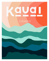 Destination: Kauai modern abstract art print showing soft blended pastel colors and shapes