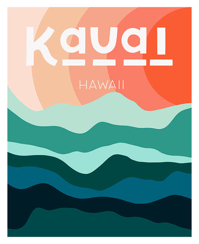 Destination: Kauai modern abstract art print showing soft blended pastel colors and shapes