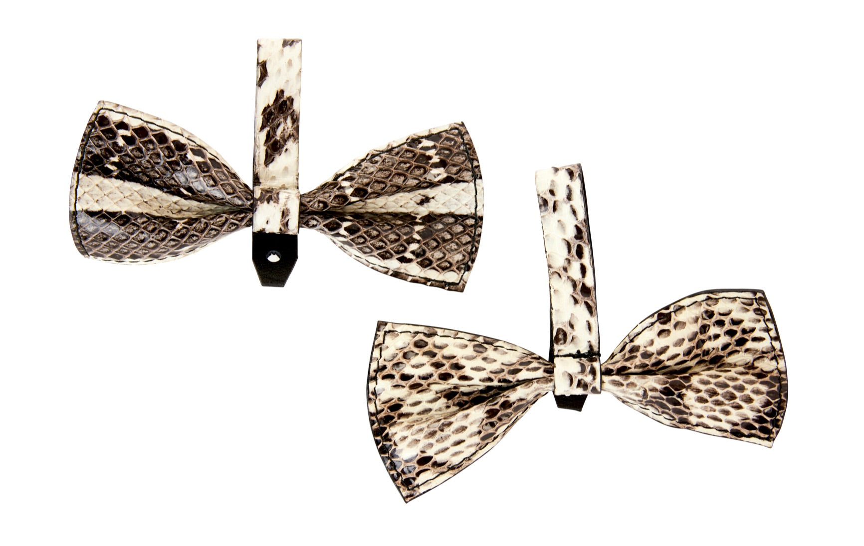 Black and white snake pattern bowties, set of two