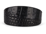 Black croc pattern wide collar with large buckle, displayed flat on a neutral surface