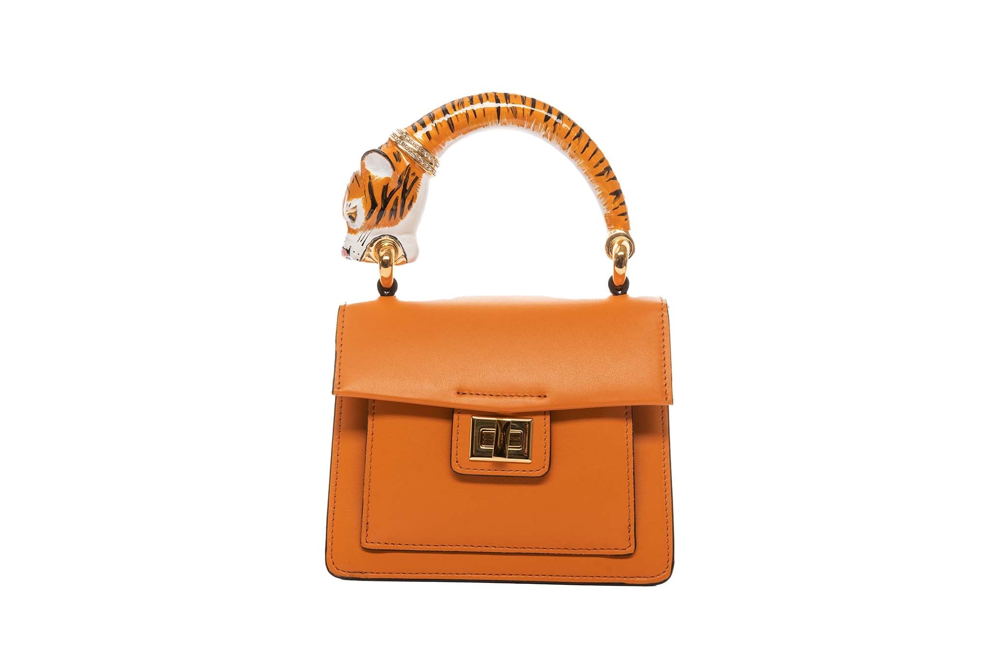Tiger Bag With Orange Italian Leather by Allysa Payne Beverly Hills - main product image for Resin Society