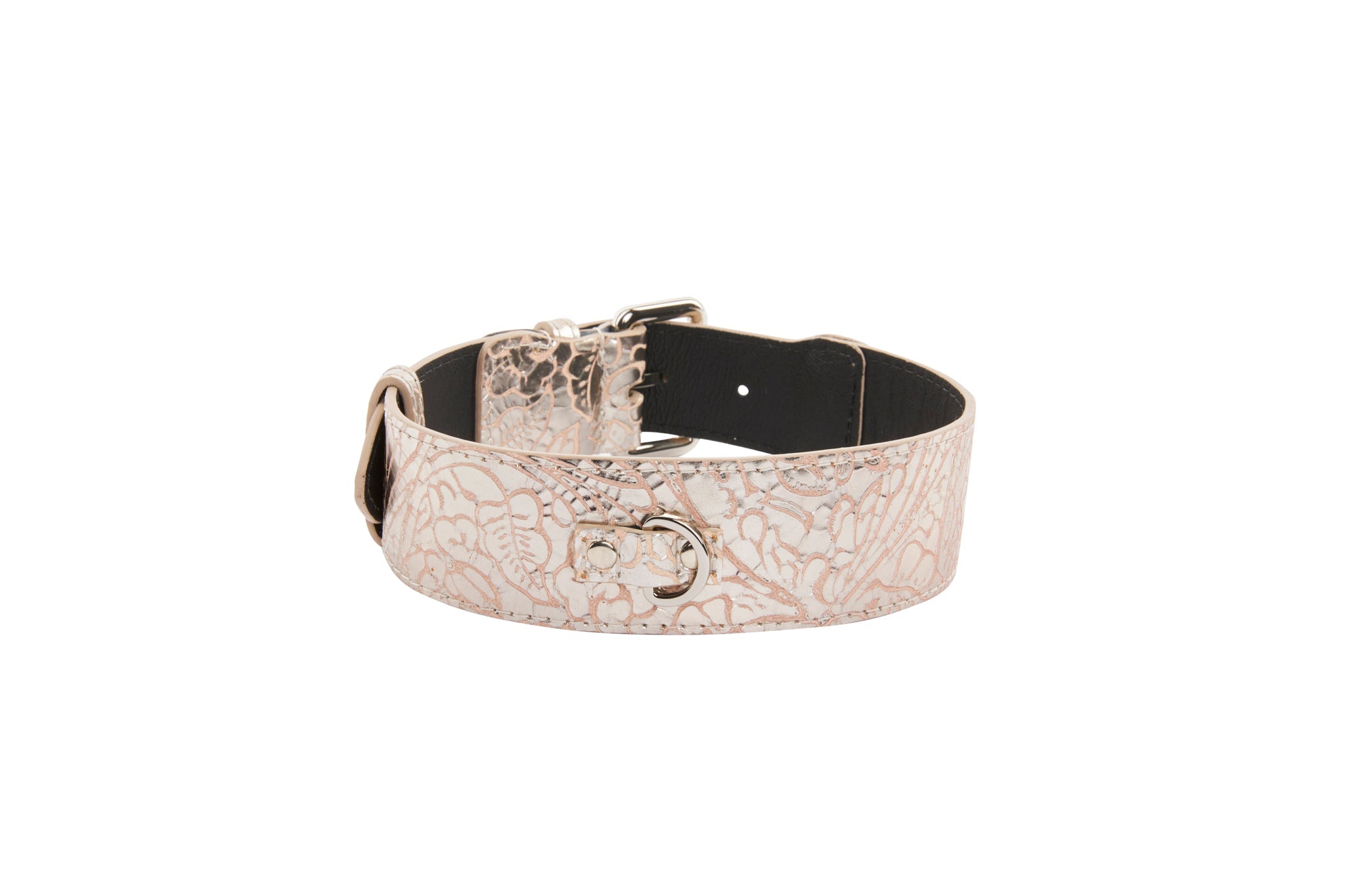 Soft Pink/Silver Floral Print Italian Leather With Silver Classic by Allysa Payne Beverly Hills - product image 3 for Resin Society