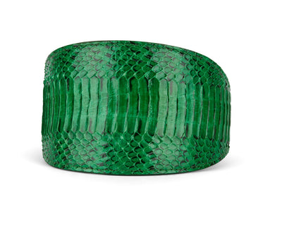 Emerald Green Snake pattern 4-inch wide style collar in emerald green color
