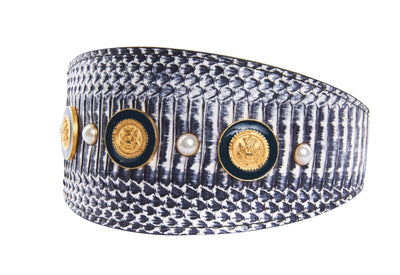 Nautical Collection. White & Navy Snake With Nautical Navy & Gold by Allysa Payne Beverly Hills - product image 2 for Resin Society