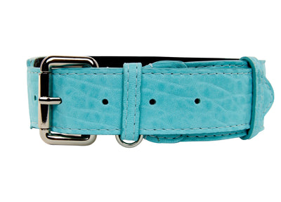 Turquoise Blue Distressed Italian Leather Classic Collar by Allysa Payne Beverly Hills - main product image for Resin Society