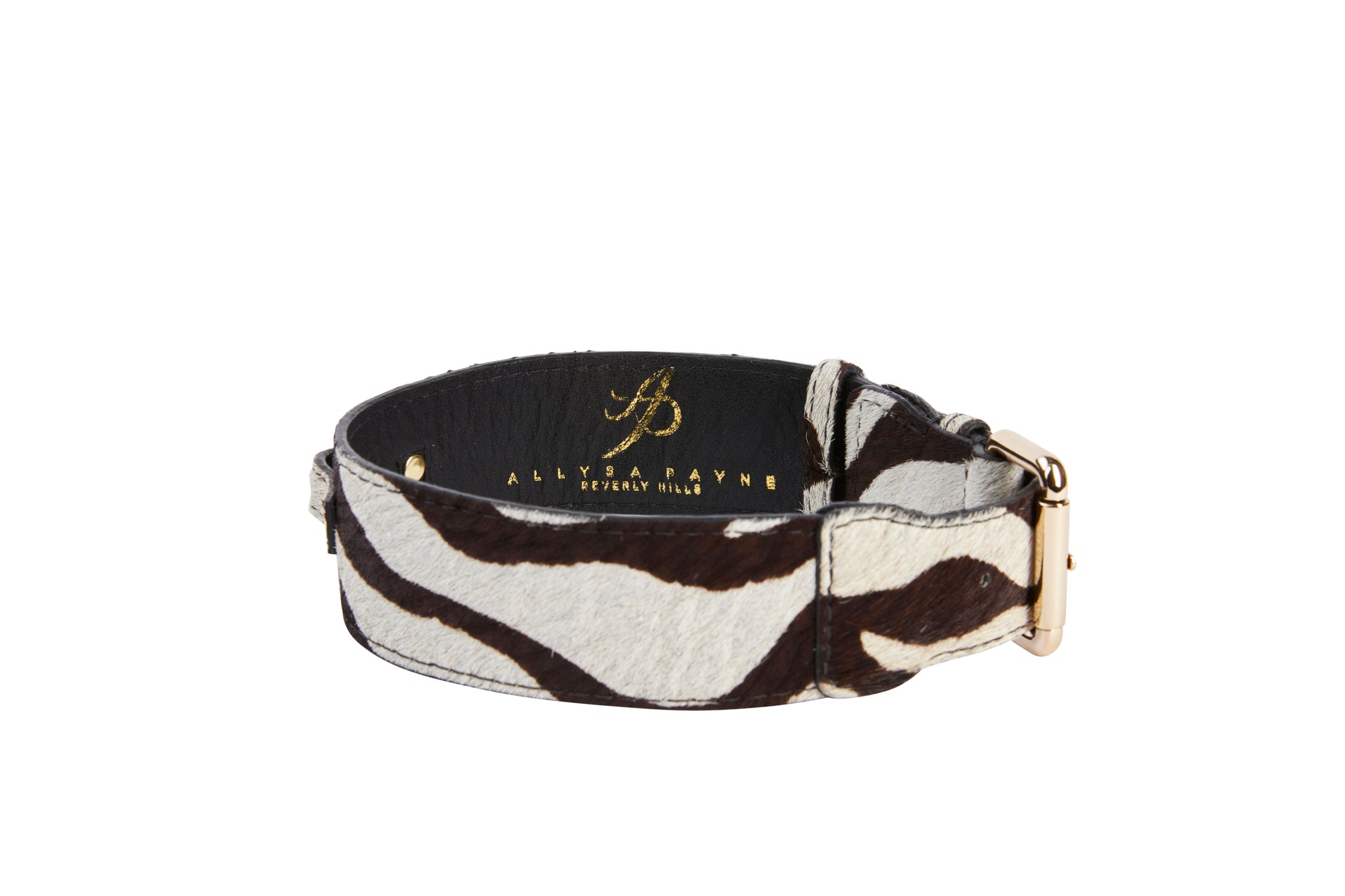 Distressed Brown & White Zebra Print Hair On Hide Classic Collar by Allysa Payne Beverly Hills - product image 5 for Resin Society