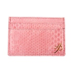 Soft Pink Snake AP Luxury Pet Fashion Double Sided Card Wallet showing pink snake pattern and double sided design